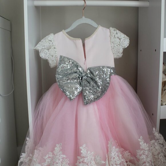 Pink Tulle and Lace Party Birthday dress for toddler girl Christmas/New Year's - Picture 3 of 7